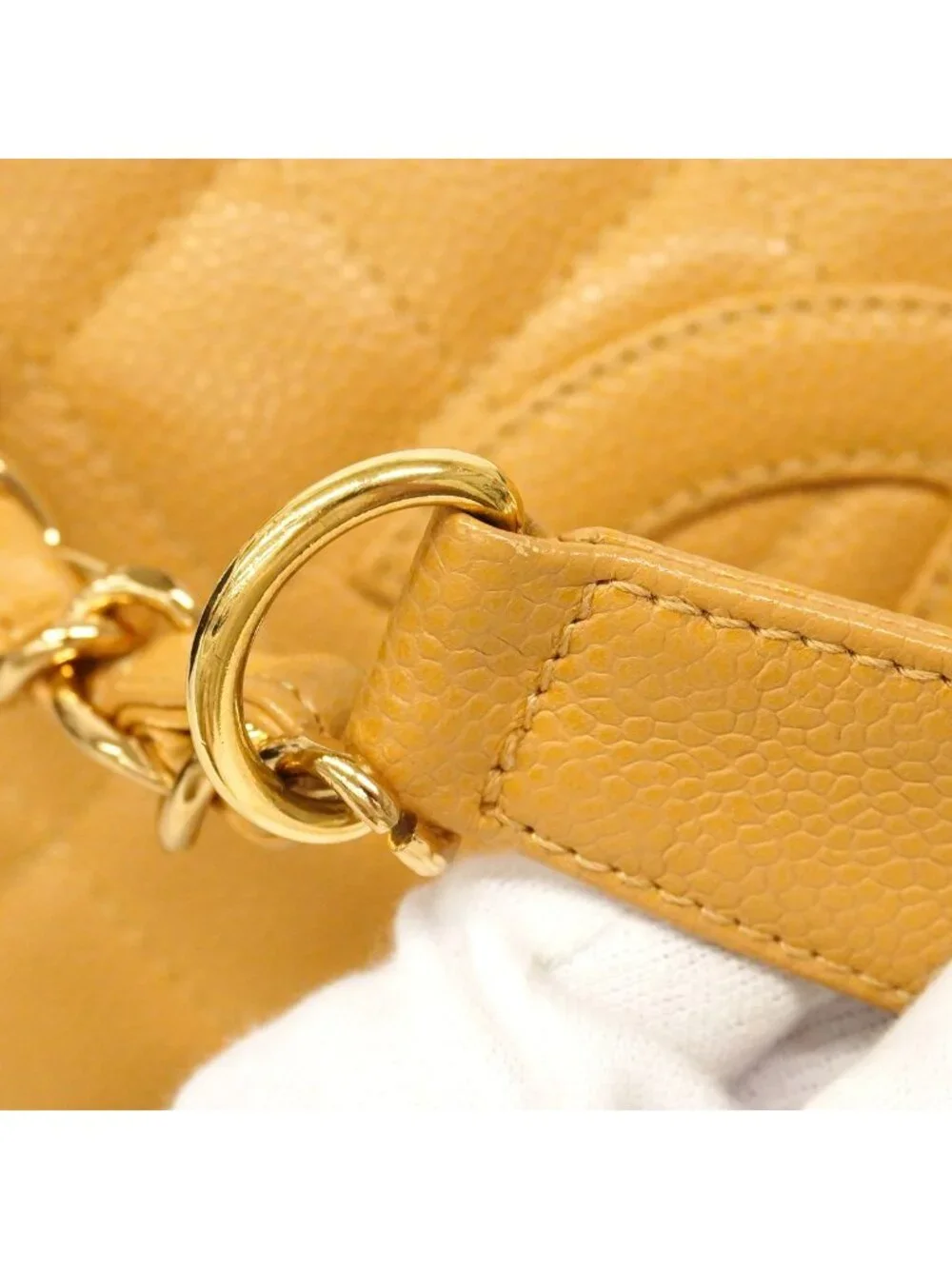 Chanel Shoulder Bag Quilted Caviar Leather Brown Gold